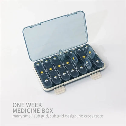 Multi-Compartments Portable Rectangle Travel Weekly Pillbox