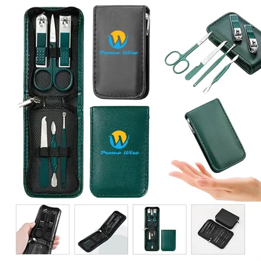 Portable 6 Pcs Glossy Black Personal Luxury Manicure Sets