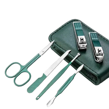 Portable 6 Pcs Glossy Black Personal Luxury Manicure Sets