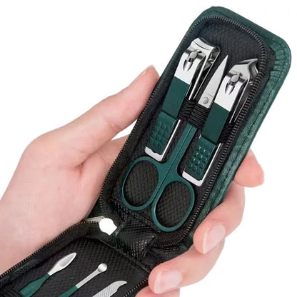 Portable 6 Pcs Glossy Black Personal Luxury Manicure Sets