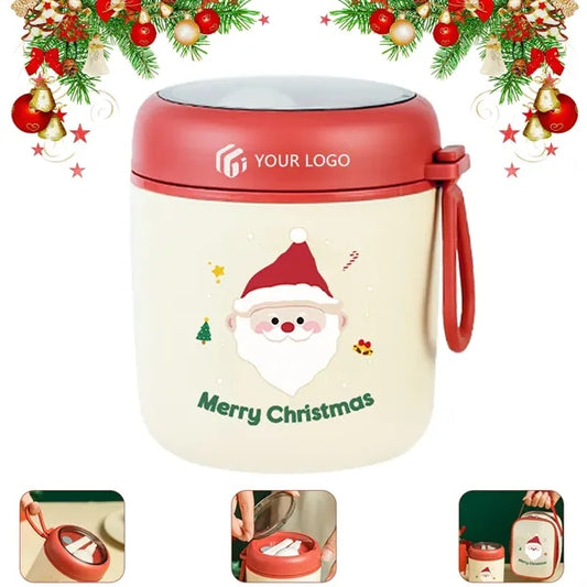 Christmas yogur overnight oats containers with lid and spoon