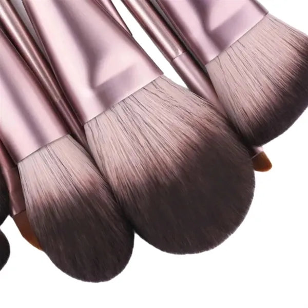 12 Pcs Soft Bristle Wooden Handle Makeup Brush Set with Bag