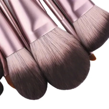 12 Pcs Soft Bristle Wooden Handle Makeup Brush Set with Bag