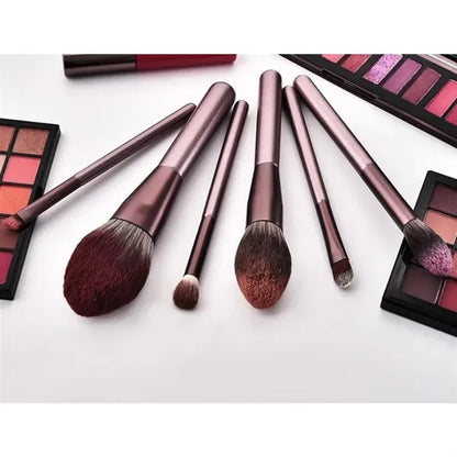 12 Pcs Soft Bristle Wooden Handle Makeup Brush Set with Bag