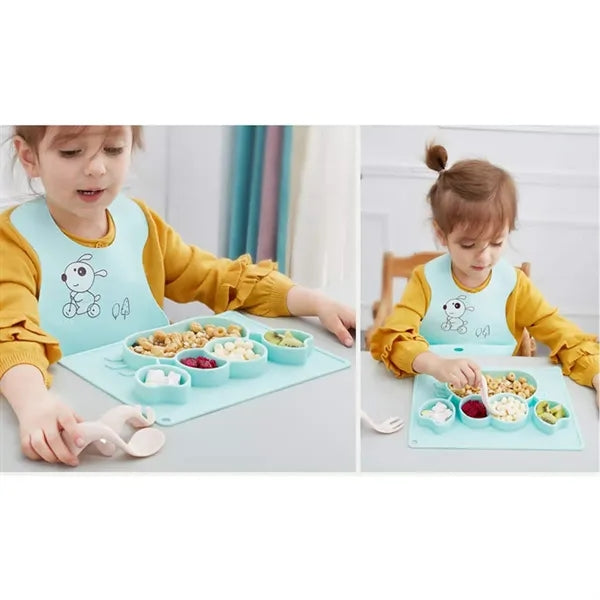 BPA-free Non-slip Silicone Cute Divided Toddler Placemats