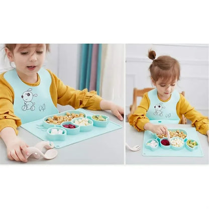 BPA-free Non-slip Silicone Cute Divided Toddler Placemats