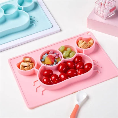 BPA-free Non-slip Silicone Cute Divided Toddler Placemats