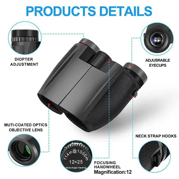 12x25 sightseeing high power lightweight compact binoculars