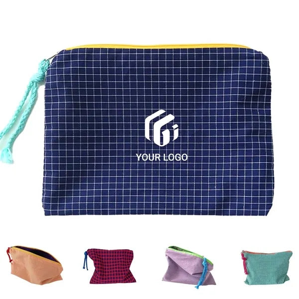 Travel holiday zipper cotton colored toiletry makeup bag