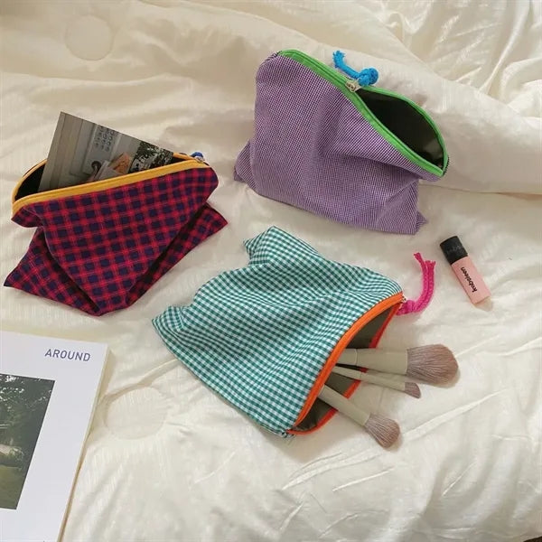 Travel holiday zipper cotton colored toiletry makeup bag