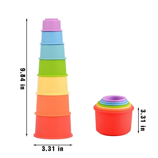 Baby bath toys educational colored silicone stacking cups