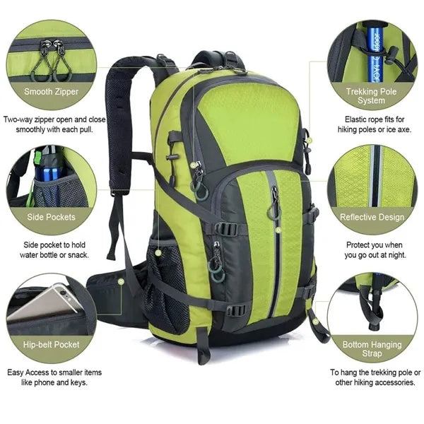Lightweight waterproof 40L travel camping hiking backpack