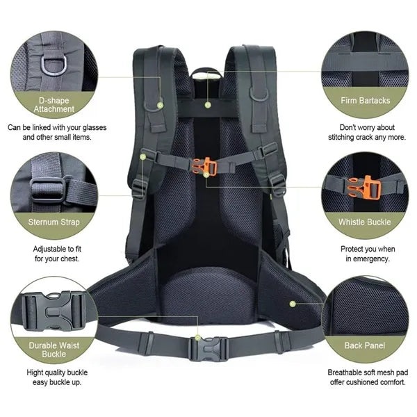 Lightweight waterproof 40L travel camping hiking backpack