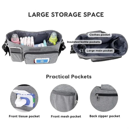 Large capacity travel universal baby stroller bag organiser