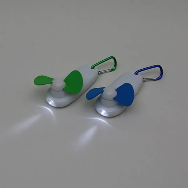 Portable Mini Fan with Carabiner & Flashlight