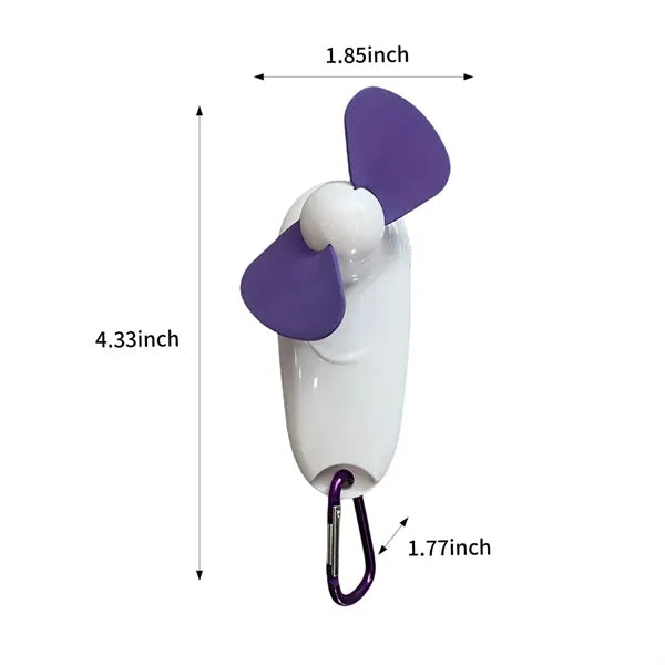 Portable Mini Fan with Carabiner & Flashlight