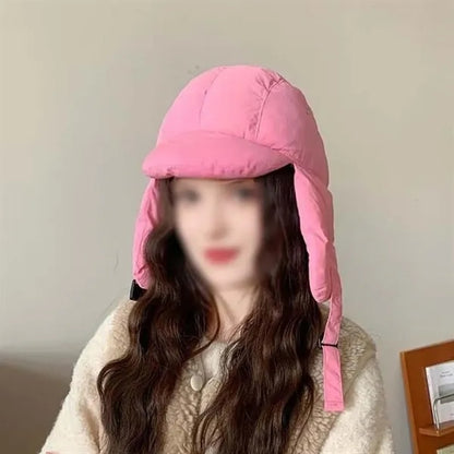 Windproof Winter Warm Puffer Trapper Hat with Ear Flaps