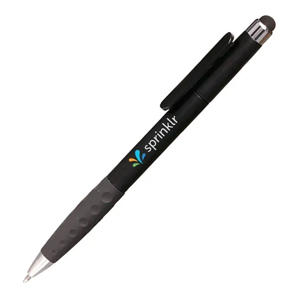 Ballpoint Twist Plastic Pens w/ Rubber Grip & Stylus Top
