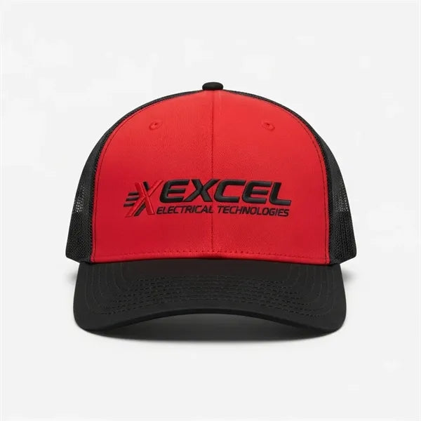 Richardson Recycled Trucker Hat w/Leather Patch, Embroidery