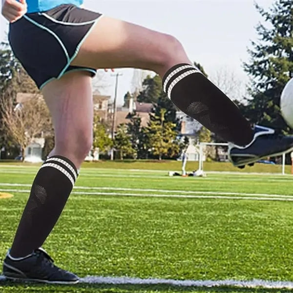 Athletic Knee-High Socks with Striped Cuff