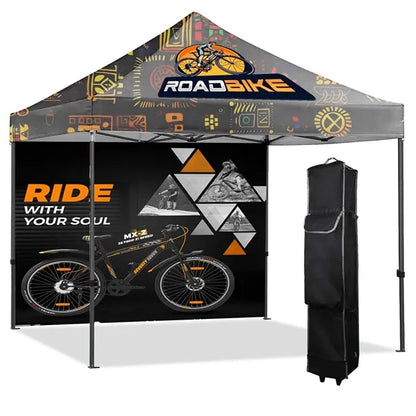 10'x10' Full Back Wall Tent W/ Steel Frame & Dye Sublimated