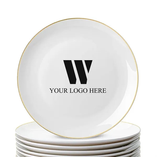 12" Ceramic Dinner Plate with Gold Trim.
