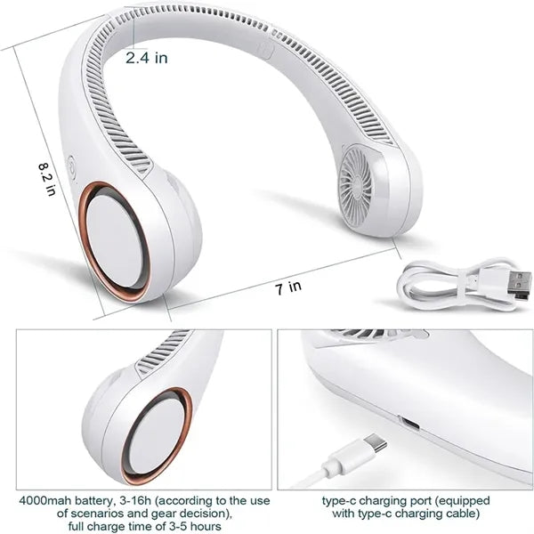 Portable Adjustable Rechargeable Blade-less Neck Fan