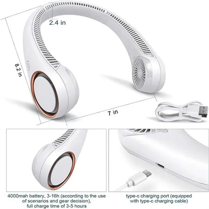 Portable Adjustable Rechargeable Blade-less Neck Fan
