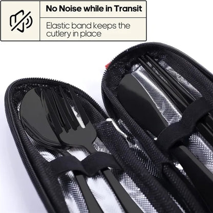 Portable 4 Piece Camping Cutlery Set with Storage Pouch