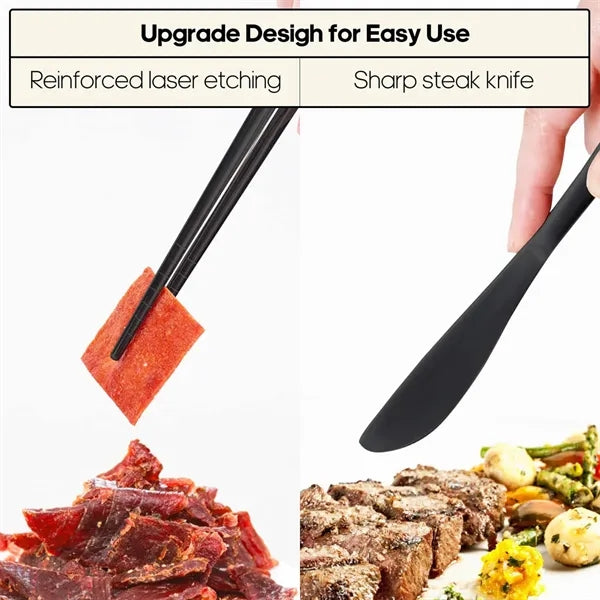 Portable 4 Piece Camping Cutlery Set with Storage Pouch