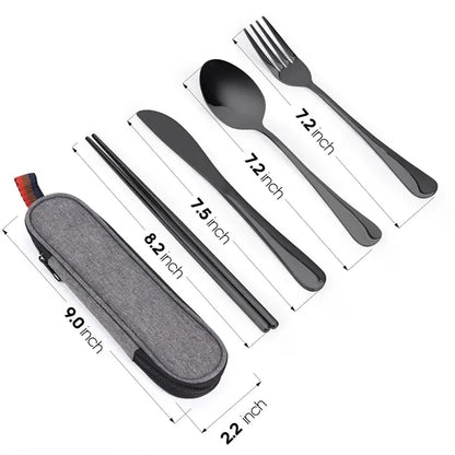 Portable 4 Piece Camping Cutlery Set with Storage Pouch