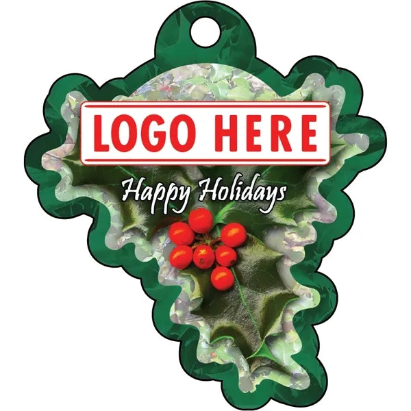 1/4" Recycled Wood Ornaments-Holly Bunch