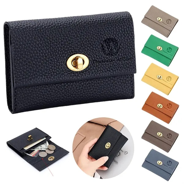 Debossed Full Grain Leather Multifunctional Mini Wallet