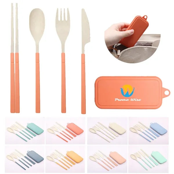 Eco Wheat Detachable Cutlery Set With Storage Box
