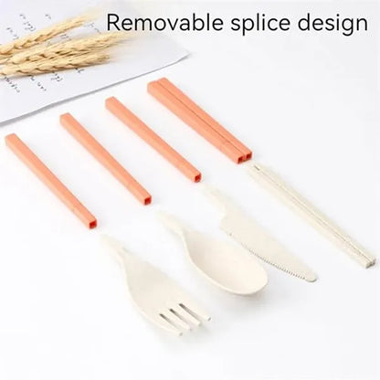Eco Wheat Detachable Cutlery Set With Storage Box