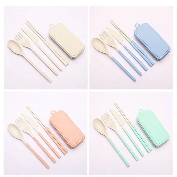 Eco Wheat Detachable Cutlery Set With Storage Box