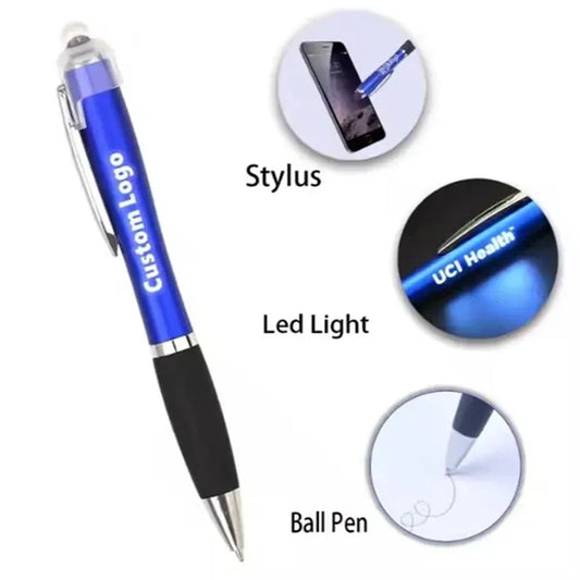 Custom Led Light Up Logo Gourd Shaped Stylus Ballpoint Pen