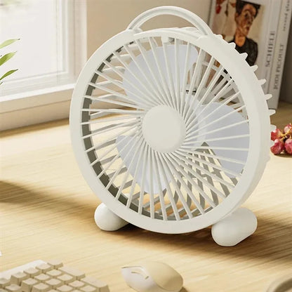 Quiet Portable Rechargeable Mini Round Desk Fan with Handle