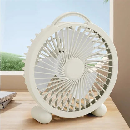 Quiet Portable Rechargeable Mini Round Desk Fan with Handle