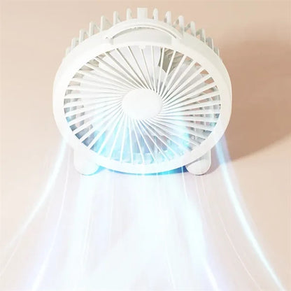 Quiet Portable Rechargeable Mini Round Desk Fan with Handle