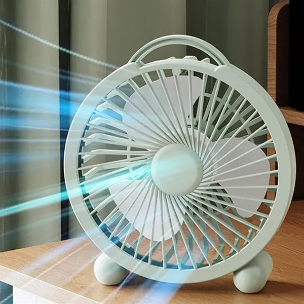 Quiet Portable Rechargeable Mini Round Desk Fan with Handle