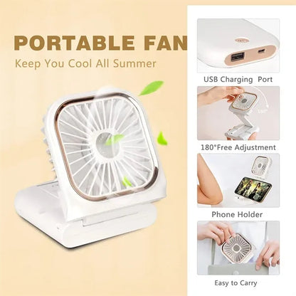 Lightweight Foldable 3-Speed Rechargeable Neckband Fan