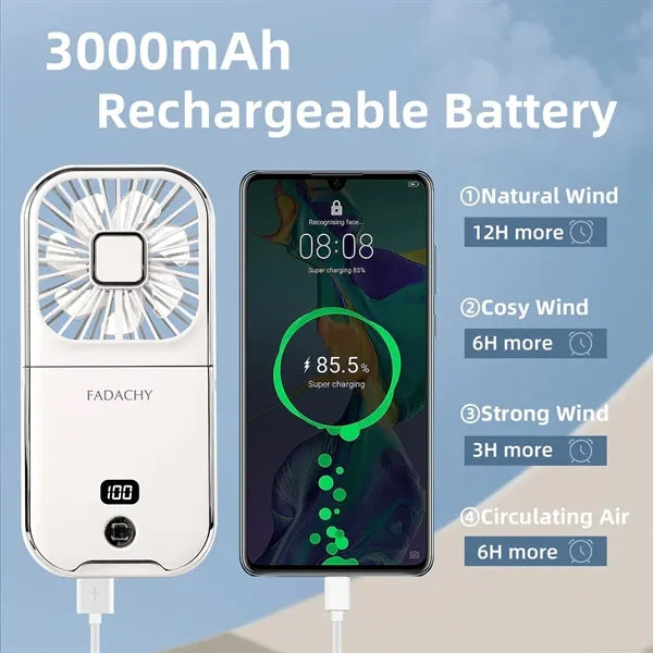 Lightweight Foldable 3-Speed Rechargeable Neckband Fan