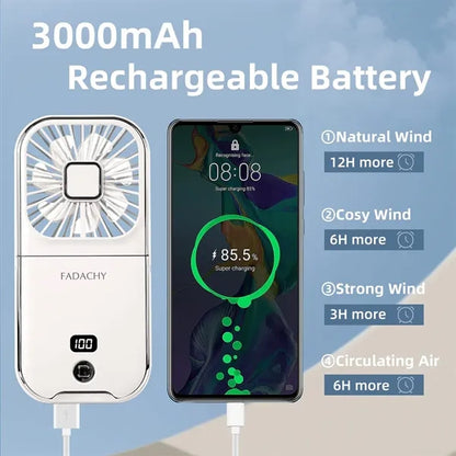 Lightweight Foldable 3-Speed Rechargeable Neckband Fan