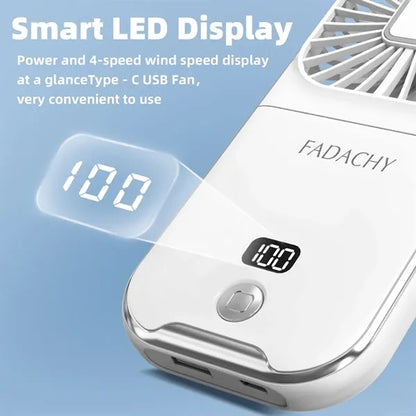 Lightweight Foldable 3-Speed Rechargeable Neckband Fan