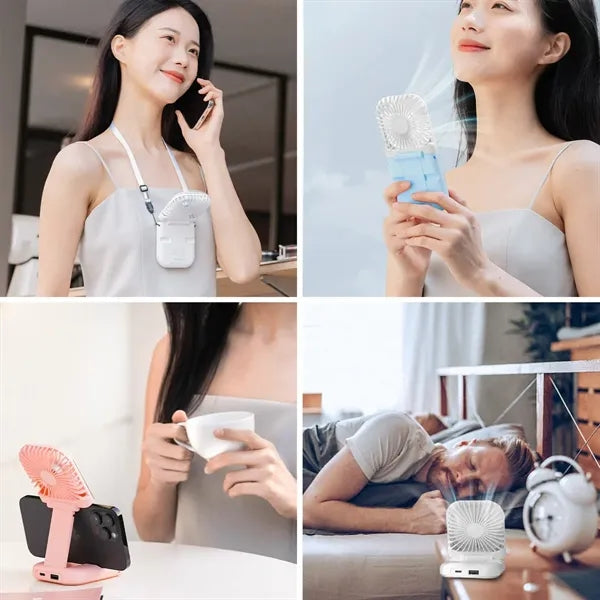 Lightweight Foldable 3-Speed Rechargeable Neckband Fan