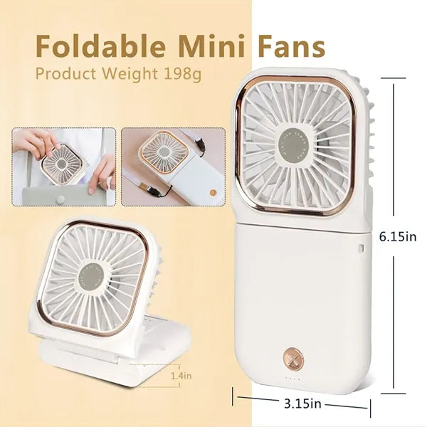 Lightweight Foldable 3-Speed Rechargeable Neckband Fan