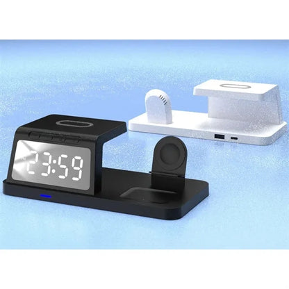 4-in-1 Wireless Charger Desk Clock with 15W Fast Charging