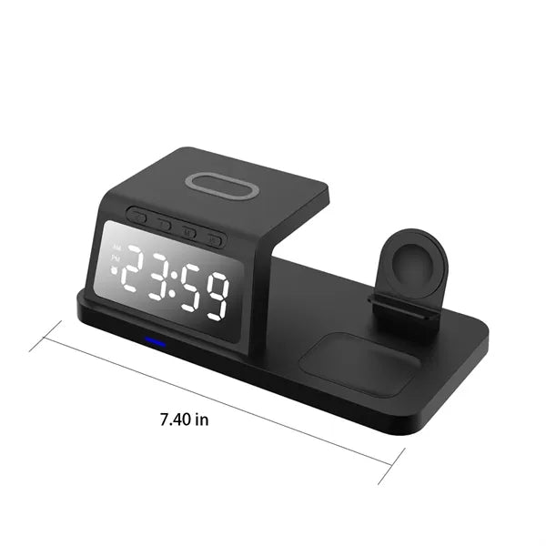 4-in-1 Wireless Charger Desk Clock with 15W Fast Charging