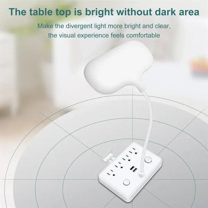 2-in-1 LED Dimmable Desk Lamp with USB Charging Port Socket